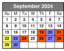 Legends in Concert Standard Seating September Schedule