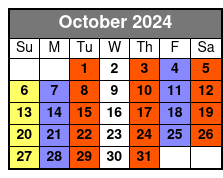 Legends in Concert Standard Seating October Schedule