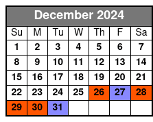 Legends in Concert Standard Seating December Schedule