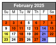 Legends in Concert Standard Seating February Schedule