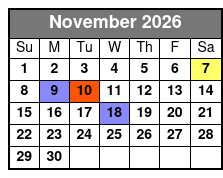 Spirit of America November Schedule