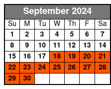 15 - 17 Minute Helicopter Flight September Schedule