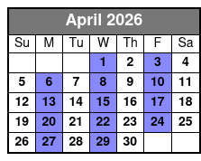 Escape Reality Magic & Illusions Show (No Meal) April Schedule
