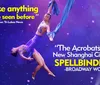 Two acrobats perform a dramatic aerial routine against a starry backdrop accompanied by enthusiastic reviews from Branson Tri-Lakes News and Broadway World